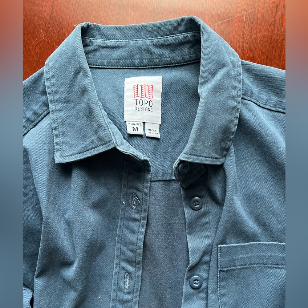 Topo Designs blue dirt shirt size M
